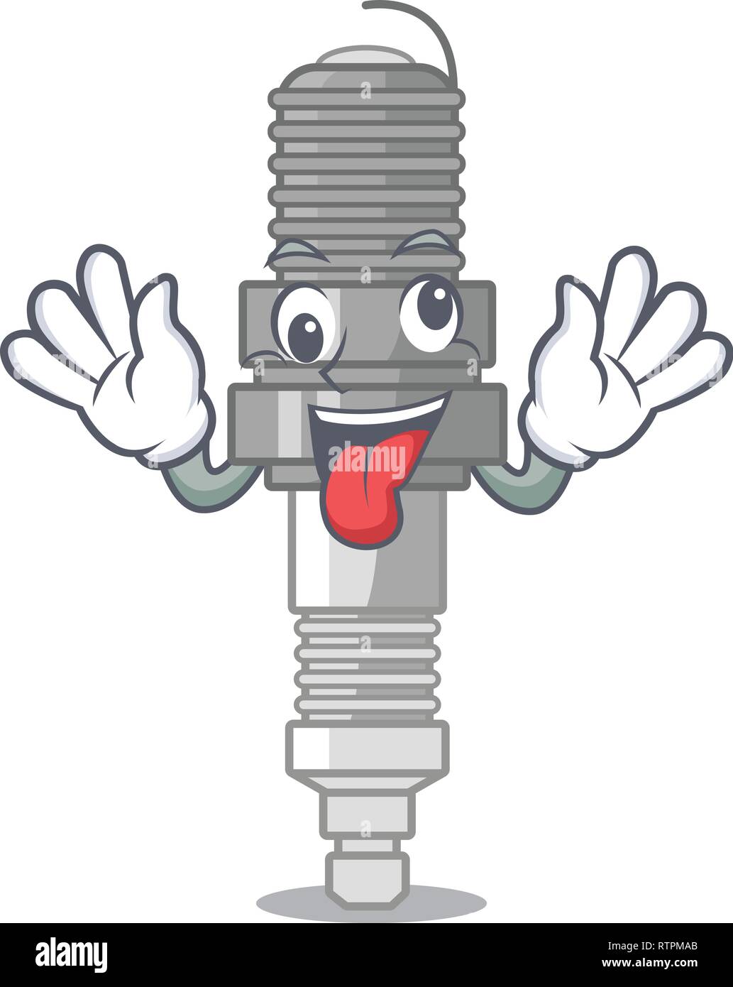 Crazy miniature spark plug in cartoon shape Stock Vector