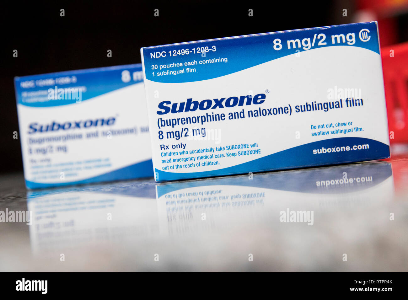 Packages of Suboxone (buprenorphine and naloxone) prescription