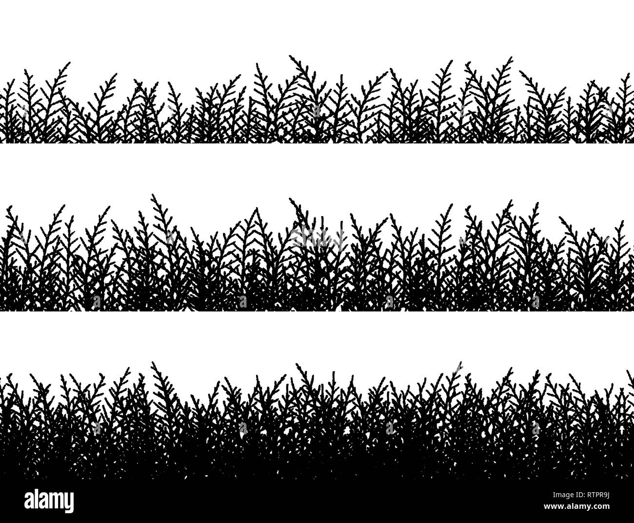 Grass borders silhouette set on white background vector Stock Vector ...
