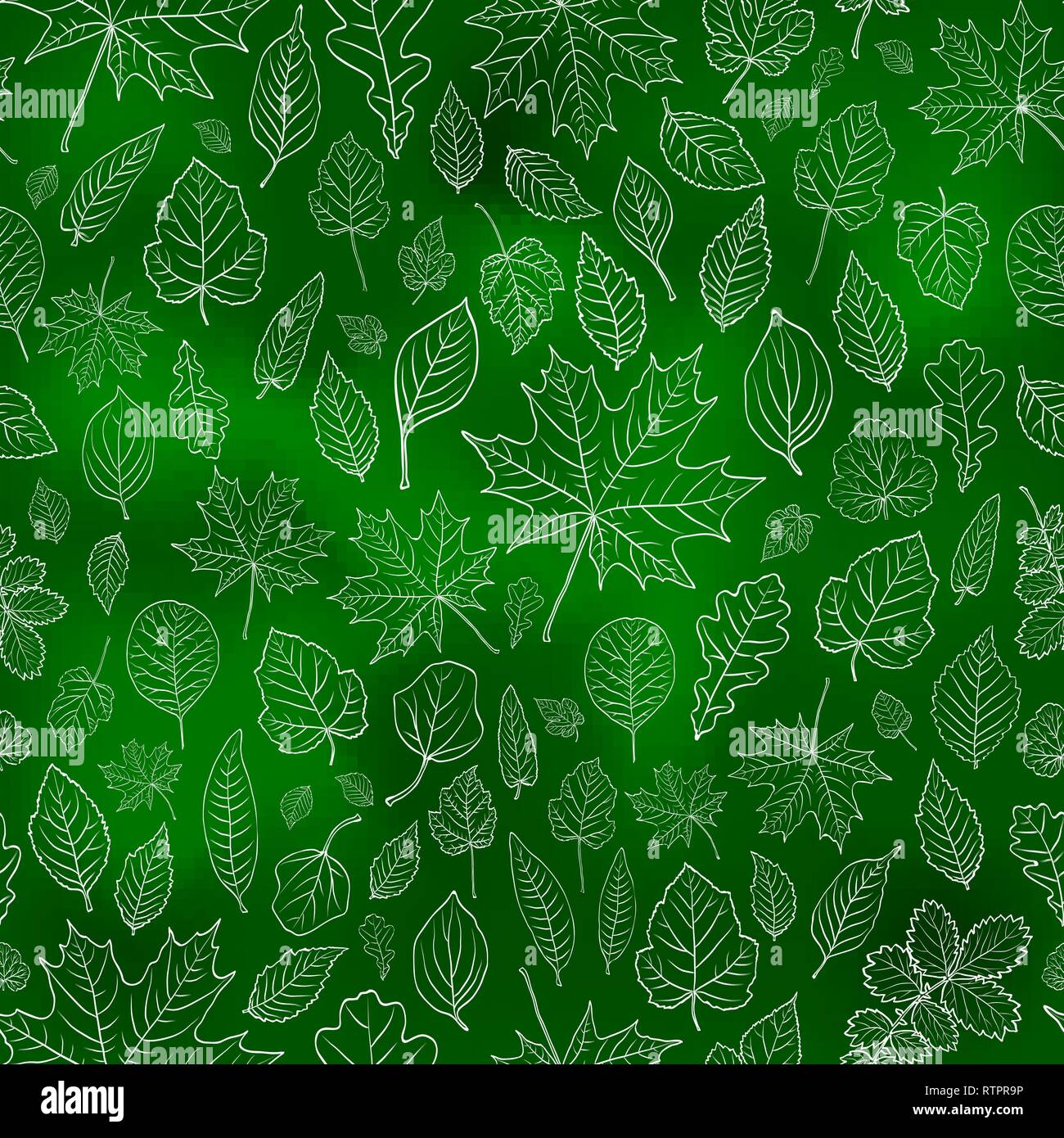 Abstract leaves seamless on green background for textile design. Print, design element. Vector