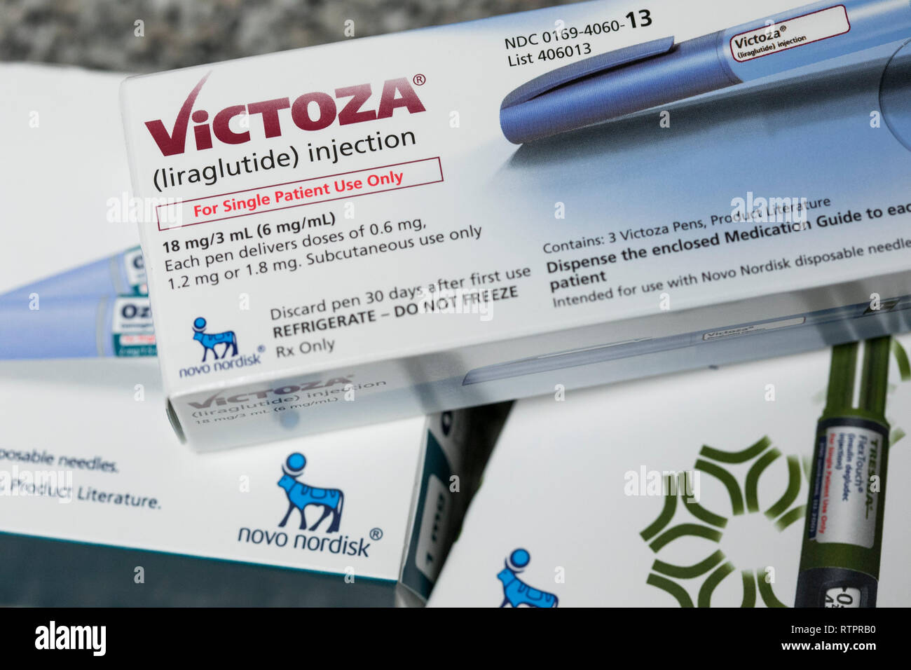 A package of Victoza (Liraglutide) injectors, manufactured by Novo