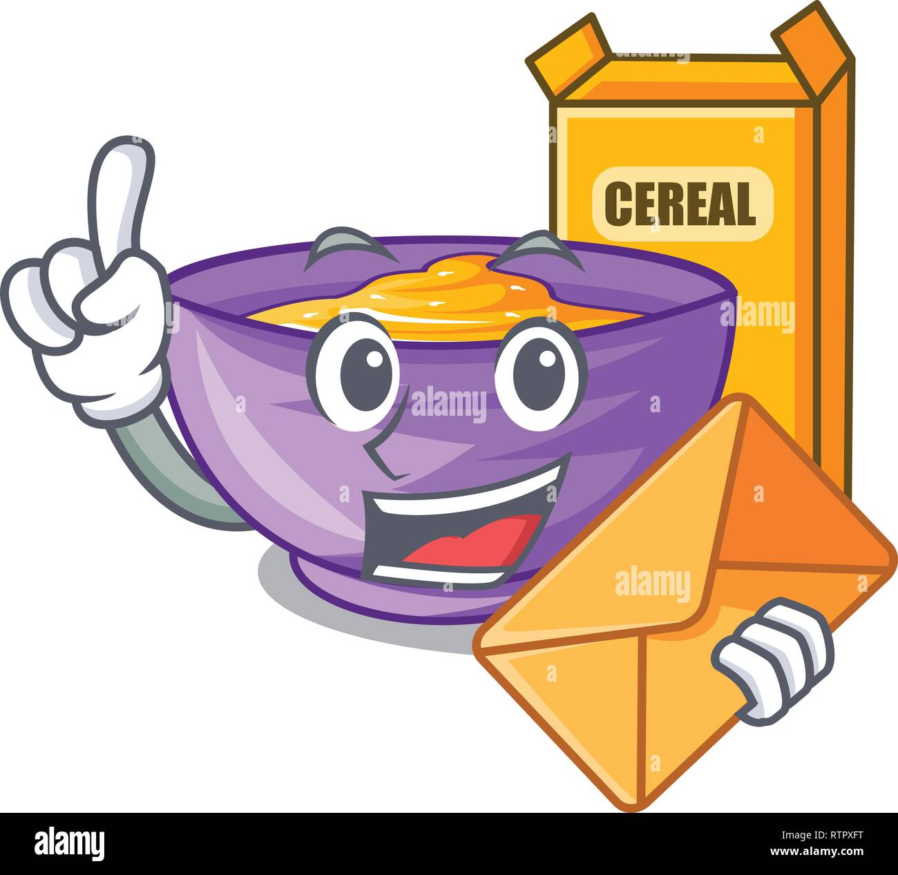 With Envelope Cereal Box In The Character Fridge Stock Vector Image