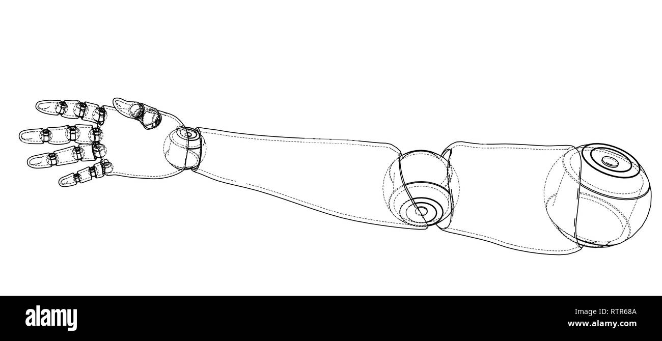 Robot hand outline. Vector rendering of 3d Stock Vector Image & Art Alamy