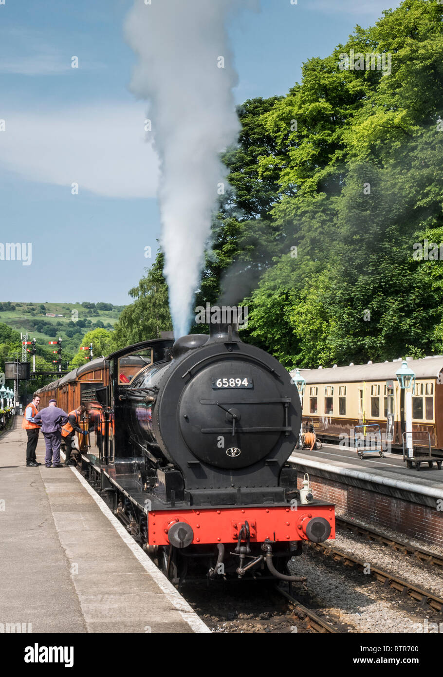 J27 Steam Locomotive Grosmont North York Moors railway Stock Photo