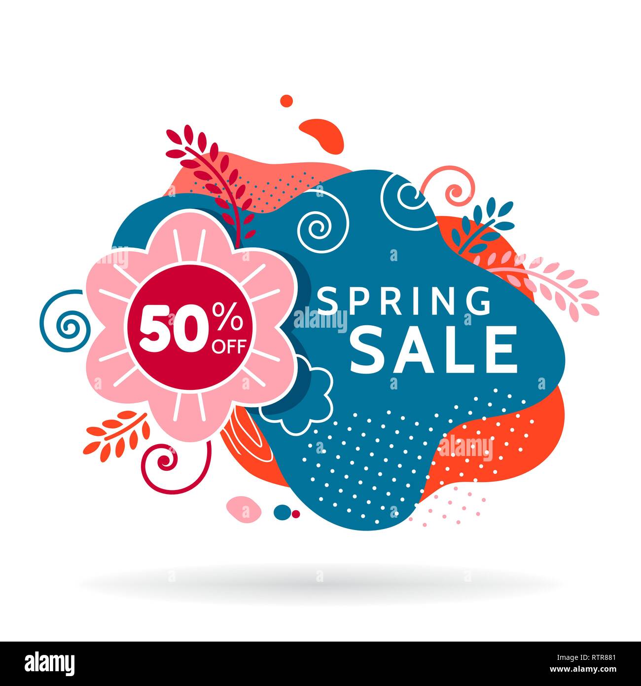 Spring sale banner, invitation poster, colorful advertising flyer Stock Vector