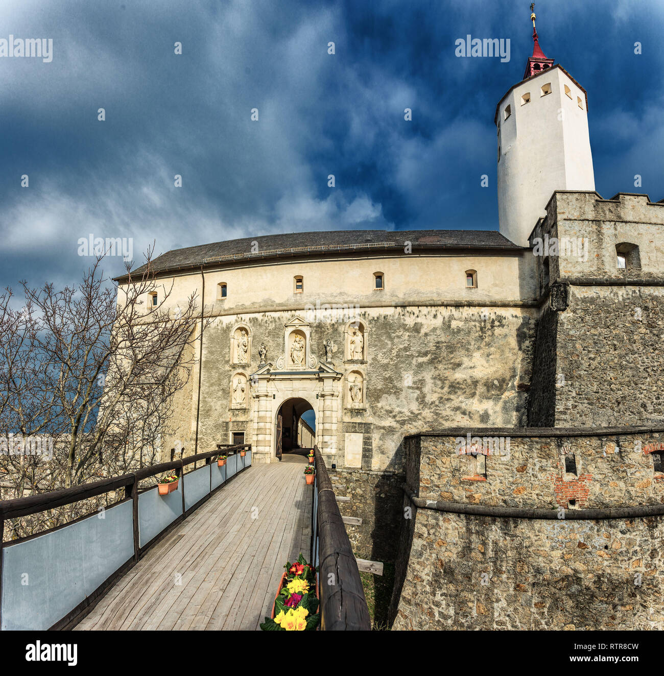 Forchtenstein Castle - a medieval castle from the 15th century located in the Rosalia mountains in Burgenland, Austria Stock Photo