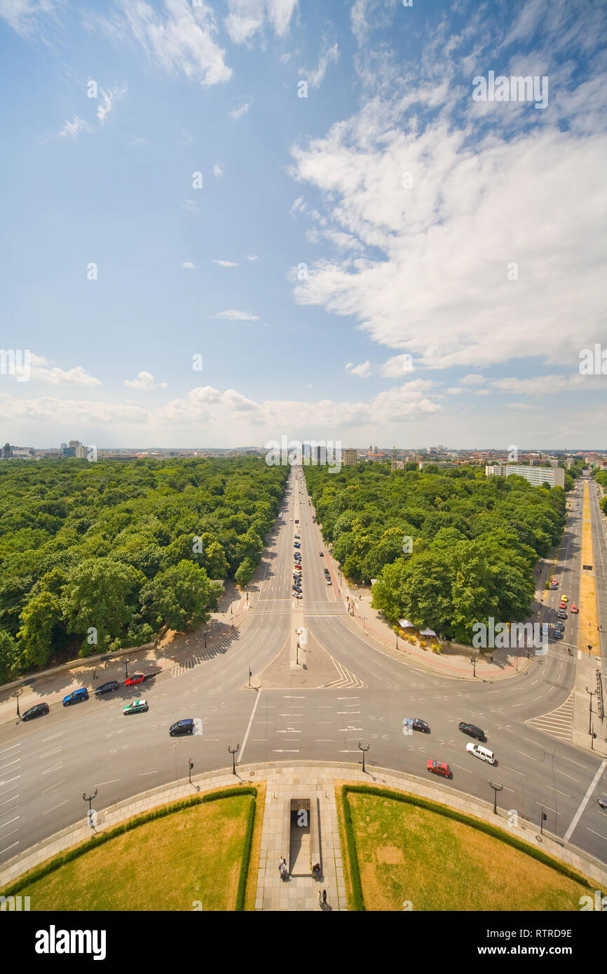 Berlin panorama - wiev from Siegessäule to Tiergarten taken by ultra wide lens Stock Photo