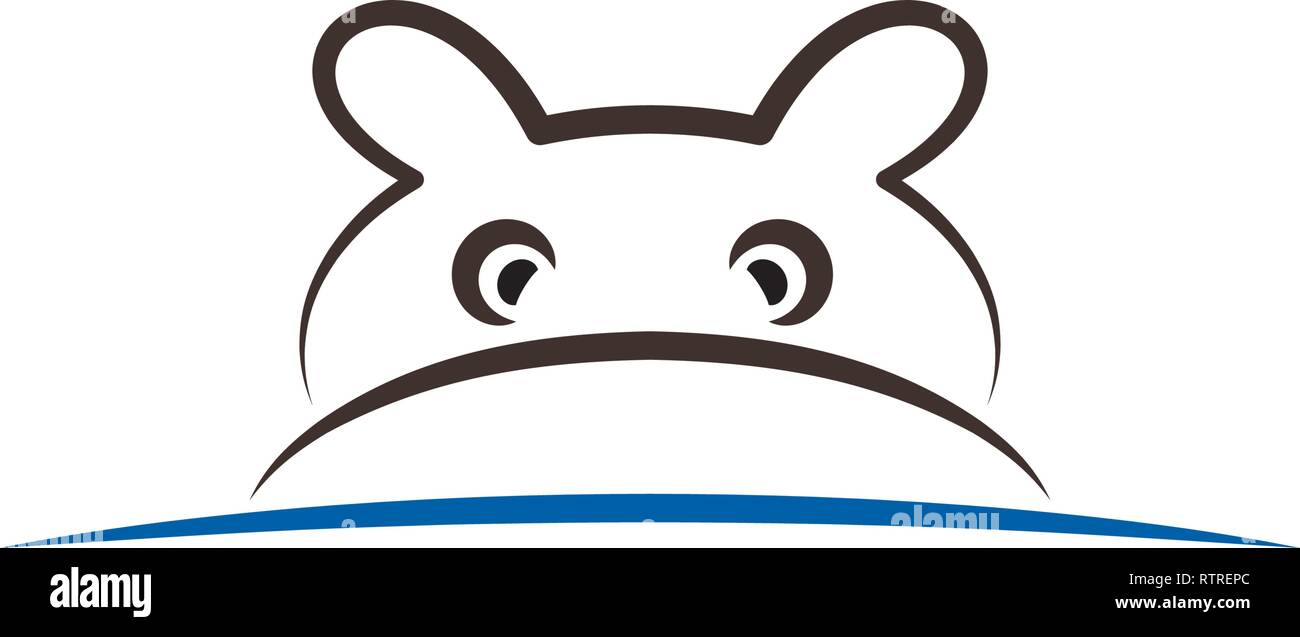 hippo line icon vector sign element Stock Vector