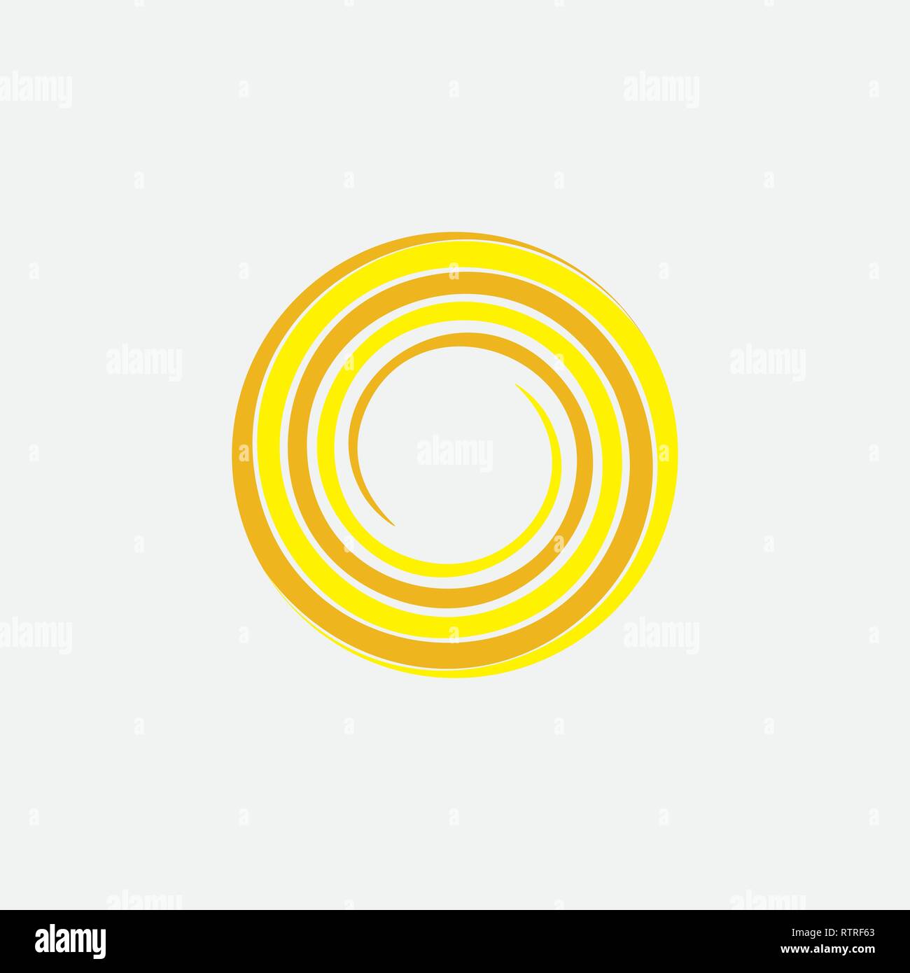 yellow spiral sun stylized icon vector Stock Vector