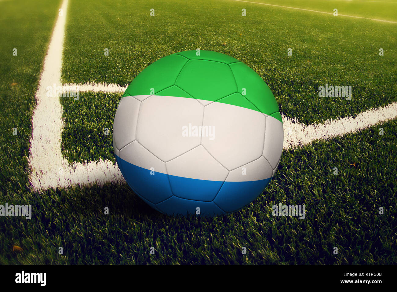 Sierra Leone ball on corner kick position, soccer field background