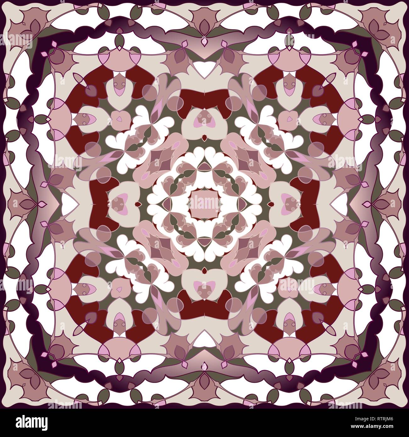 Rich striking pattern for a scarf. Square ornament in Oriental style ...