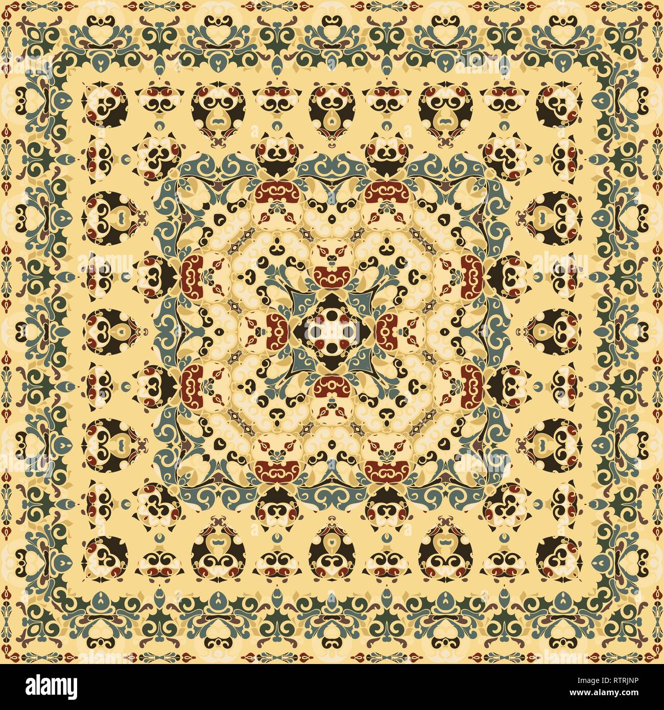 Rich striking pattern for a scarf. Square ornament in Oriental style ...