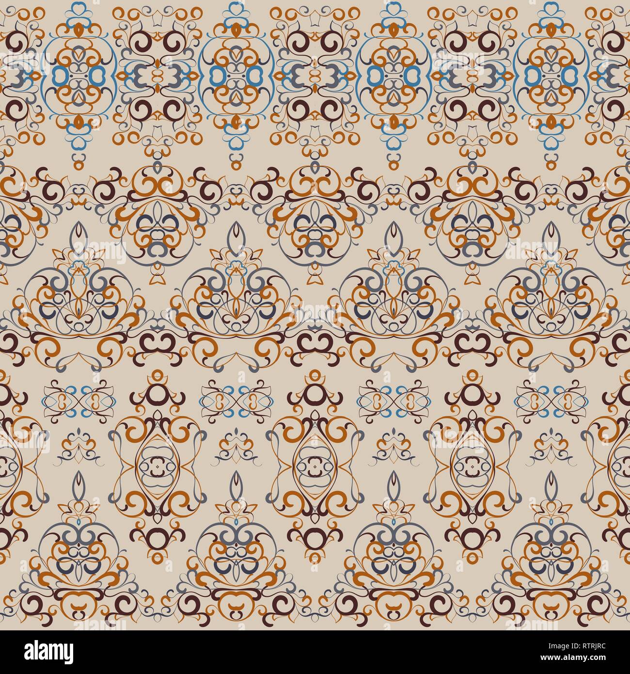 Seamless ethnic patterns for border. Repeated oriental motif for fabric