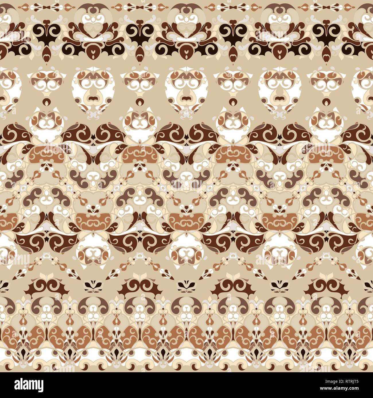 Seamless ethnic patterns for border. Repeated oriental motif for fabric