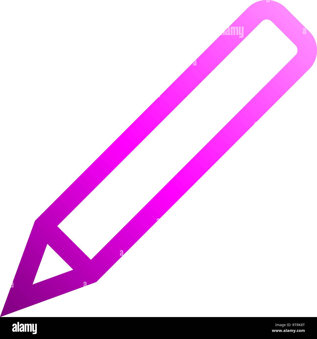 Pencil symbol icon purple gradient outline, isolated vector