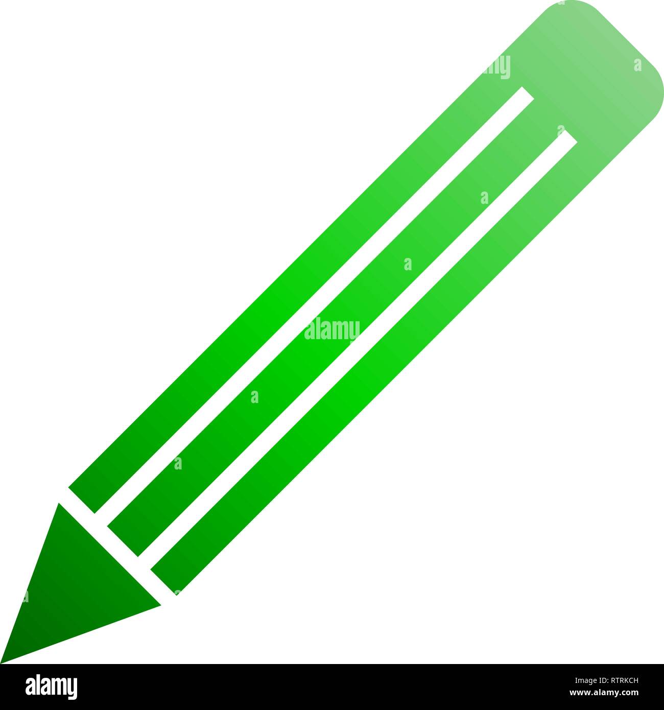 Pencil symbol icon - green gradient, isolated - vector illustration Stock Vector