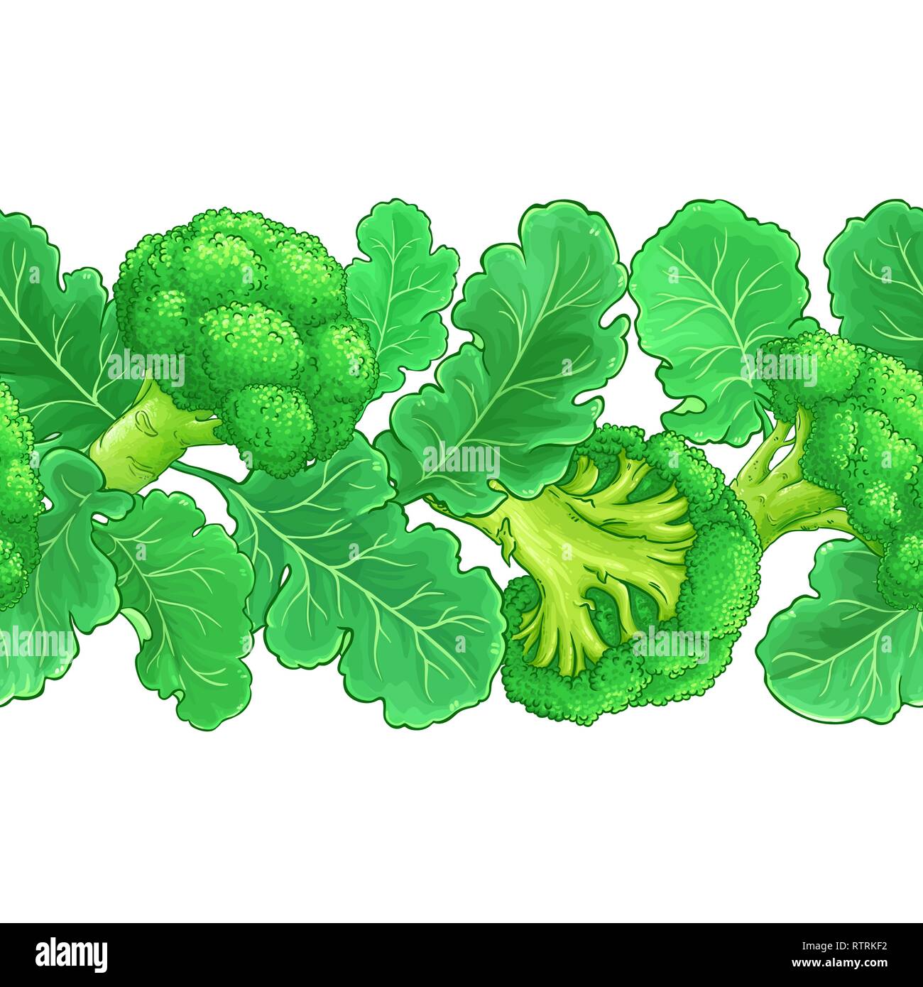 broccoli vector pattern on white background Stock Vector
