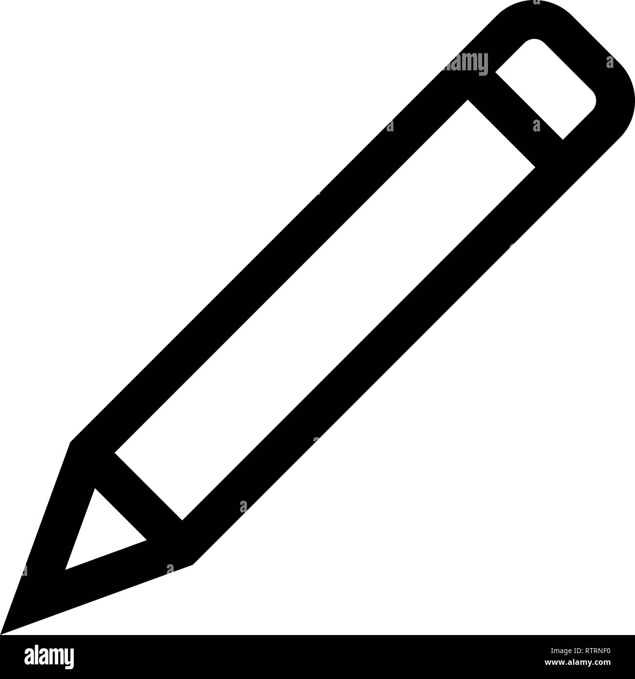 Pencil symbol icon - black simple outline, isolated - vector ...
