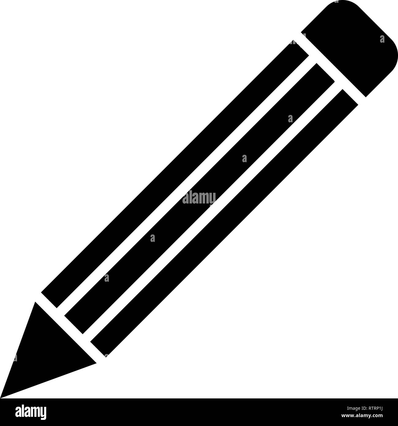 Pencil symbol icon black simple, isolated vector illustration Stock