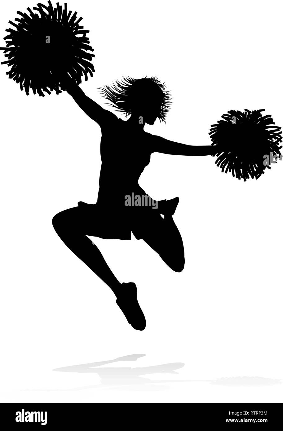 Cheerleader with Pom Poms Silhouette Stock Vector Image & Art Alamy