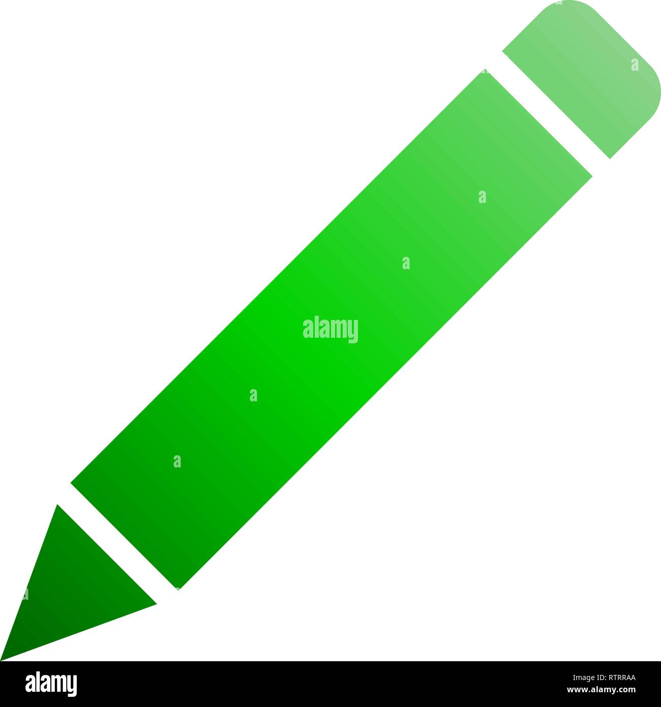 Pencil symbol icon - green gradient, isolated - vector illustration Stock Vector