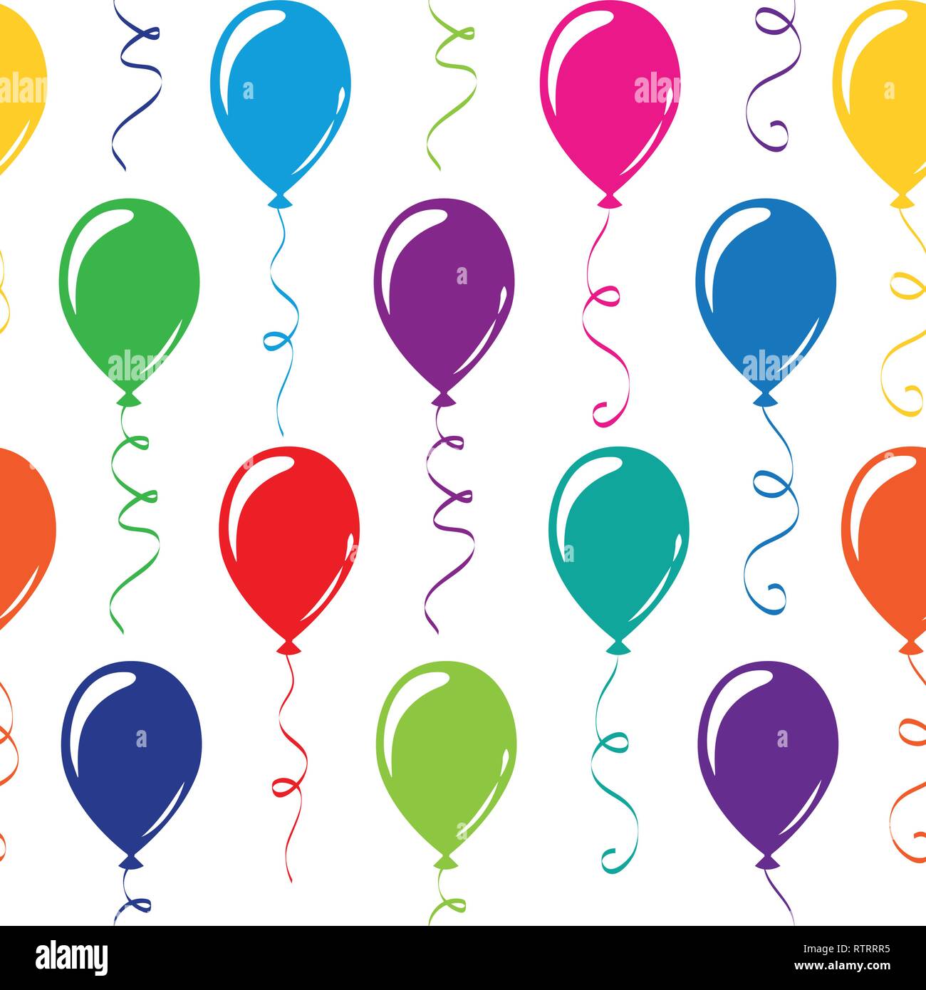 Seamless Pattern Colorful Birthday Party Balloons Vector Illustration
