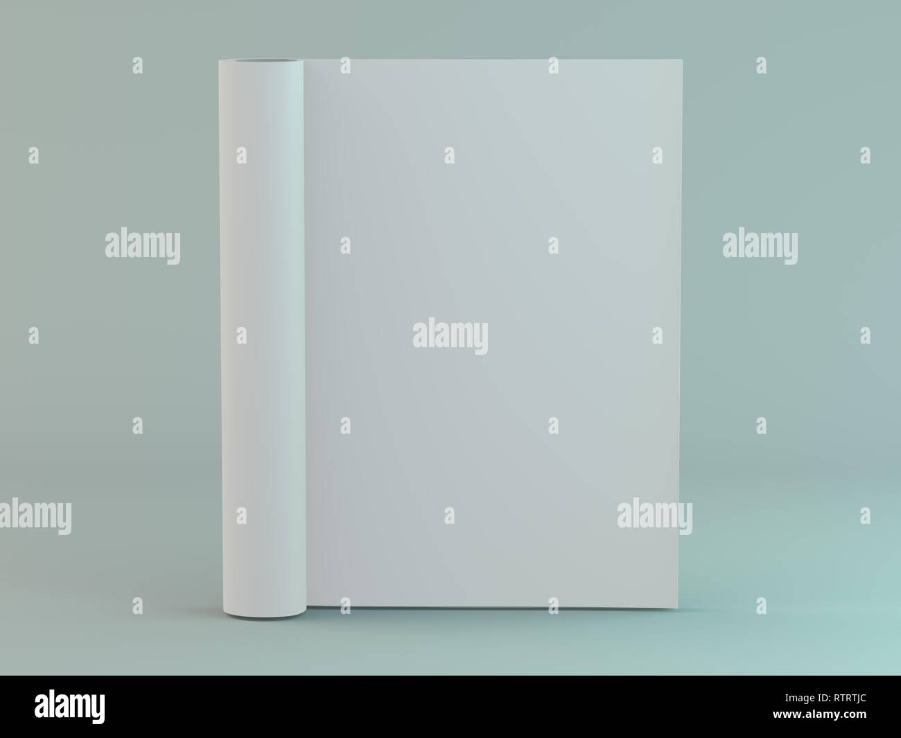 Mock-up magazine or catalog on table. Blank page or notepad for mockups or simulations. 3D rendering Stock Photo