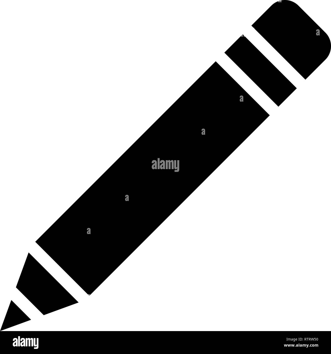 Pencil symbol icon black simple, isolated vector illustration Stock