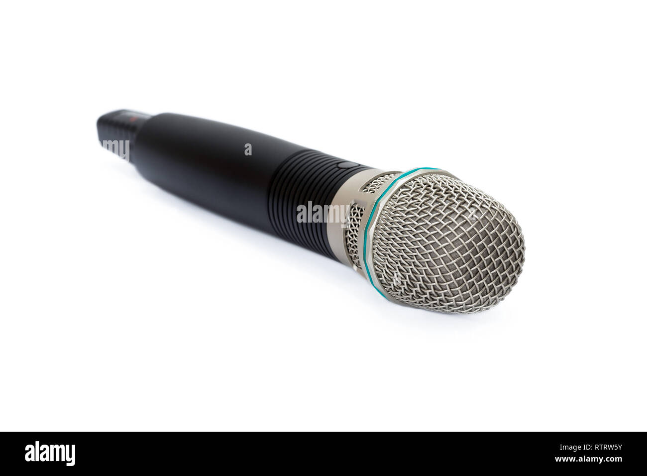 wireless microphone with a black handle on a white background Stock Photo -  Alamy