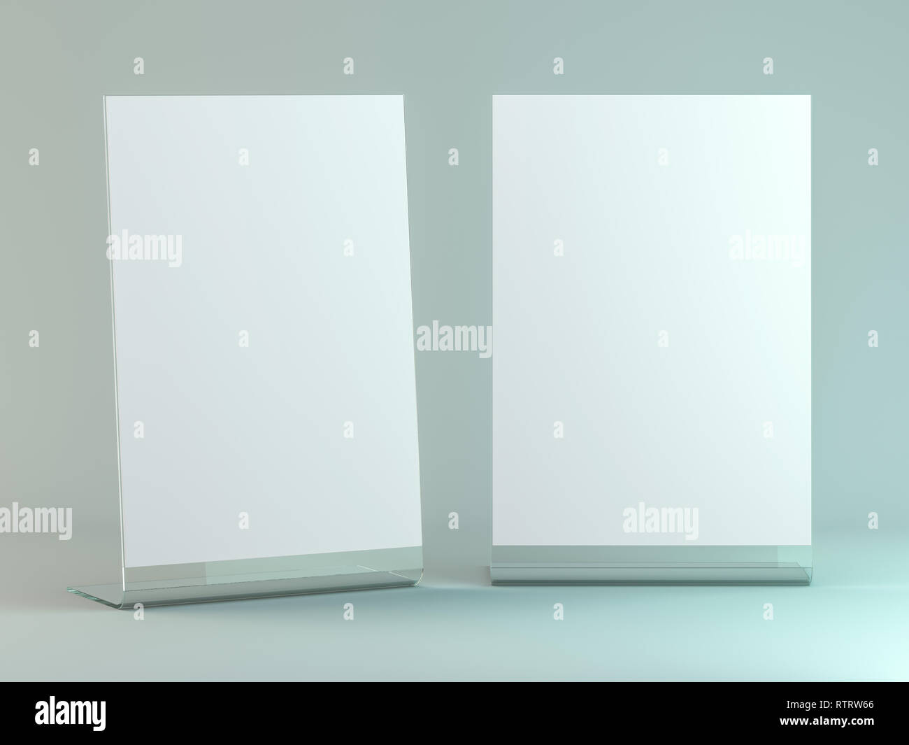 Stand for booklets with white sheets of paper. Mockup. 3D rendering Stock Photo