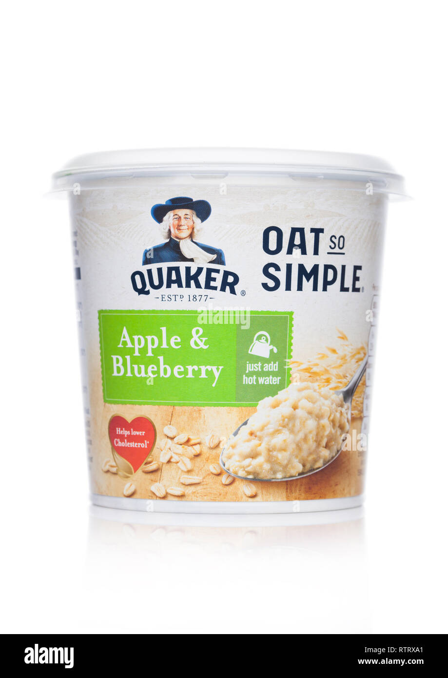 LONDON, UK MARCH 01, 2019 Cup of Quaker Oat so Simple Porridge with