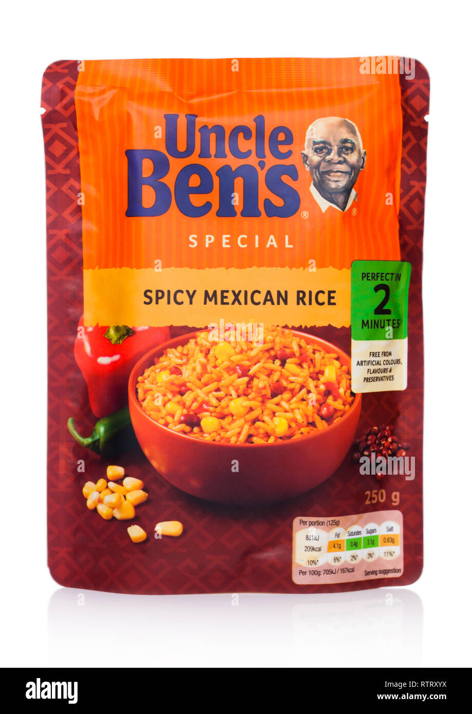 LONDON, UK - MARCH 01, 2019: Uncle Ben's Microwave Special Spicy ...