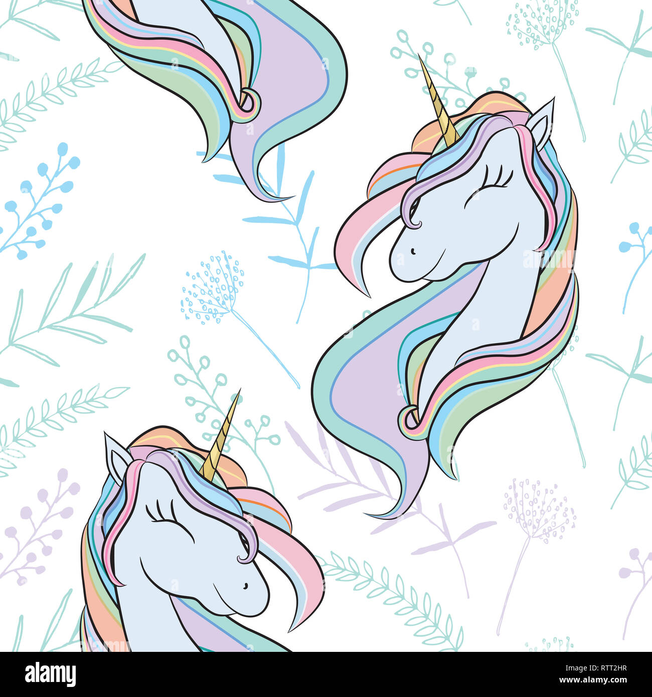 Illustration with cute mystic unicorn animal Stock Photo Alamy
