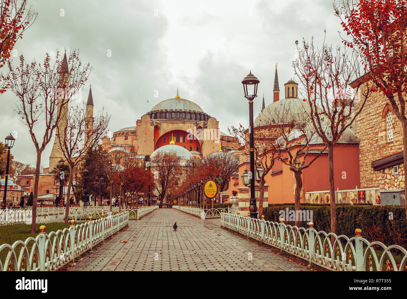 View of Hagia Sophia from Sultanahmet Park in the fall. Istanbul ...
