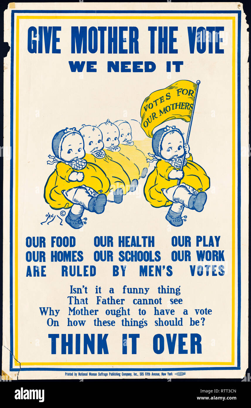 Give mother the vote, we need it, womens suffrage poster, USA Stock Photo