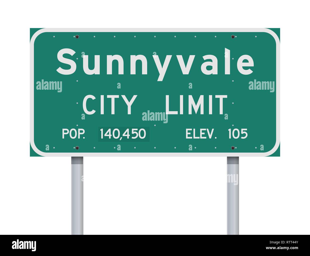 Vector illustration of the Sunnyvale City Limit green road sign Stock Vector
