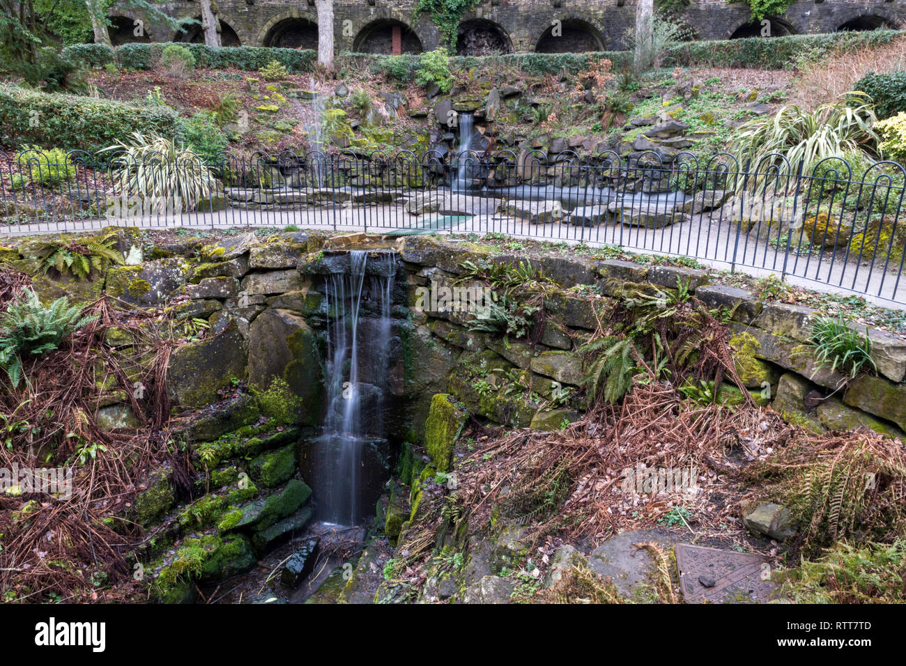 The Cascade waterfall, Beaumont Park, Huddersfield Stock Photo