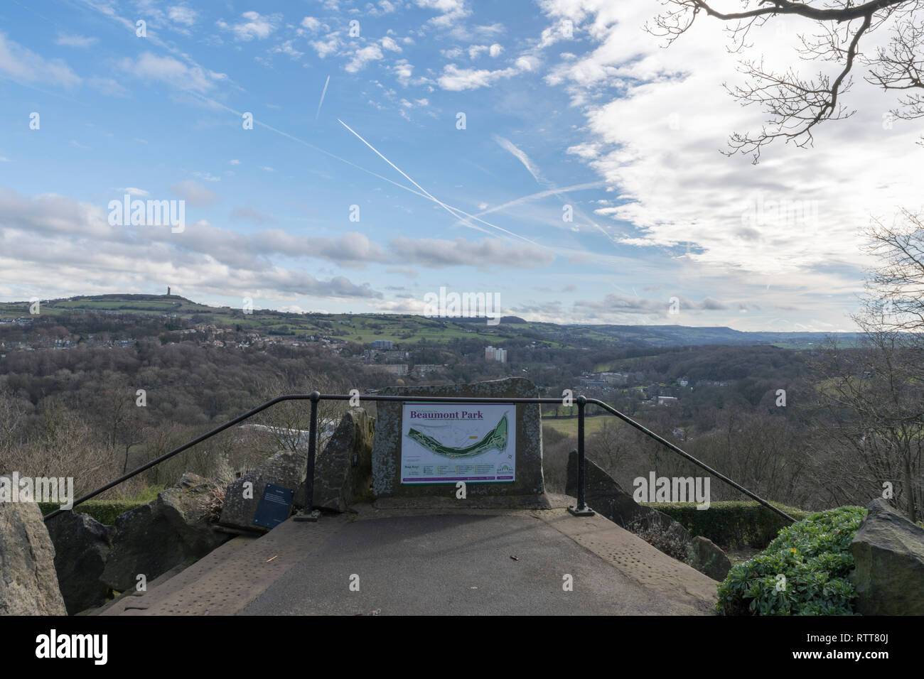 View of Castle Hill from Beaumont Park, Huddersfield Stock Photo