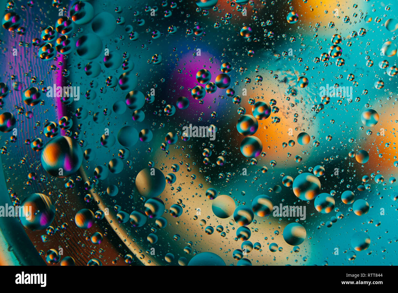 Beautiful Abstract Space Background Water Drops Of Different Colours Stock Photo Alamy