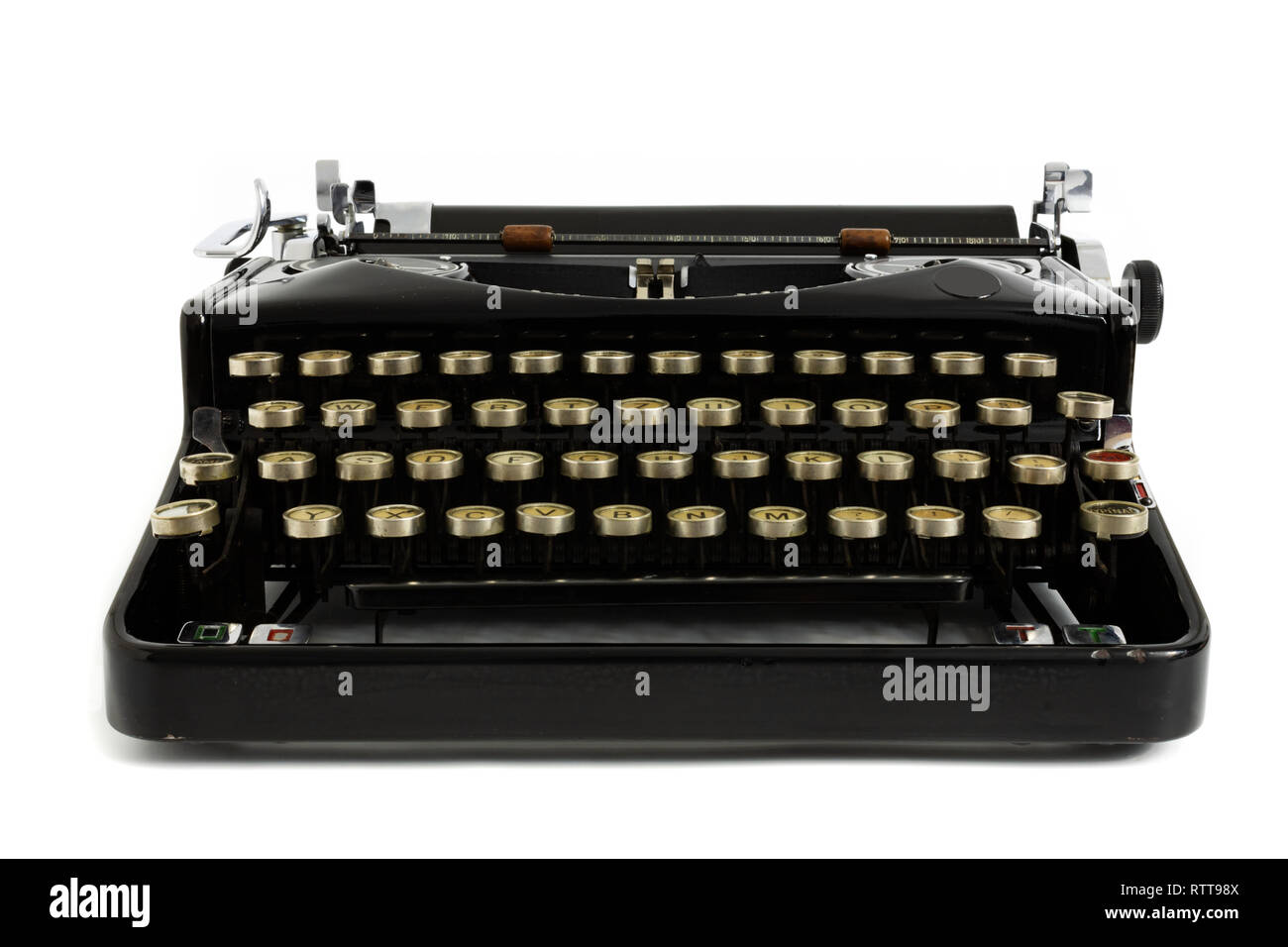 Old Retro Vintage Typewriter In Black Color Isolated On White