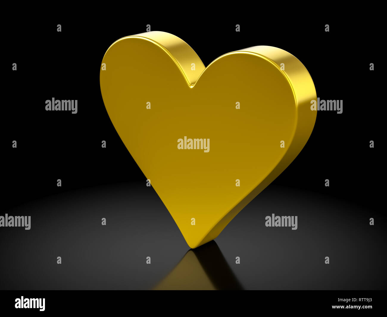 Gold heart symbol on a black background. 3d illustration Stock Photo ...
