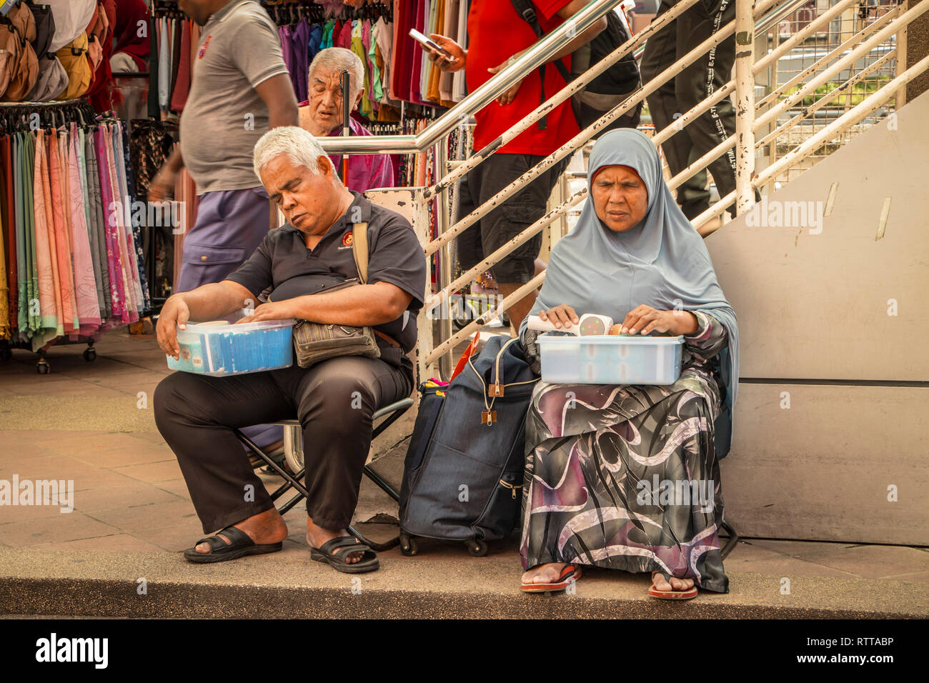 blind street sellers in Little India, Kuala Lumpur, Malaysia Stock Photo