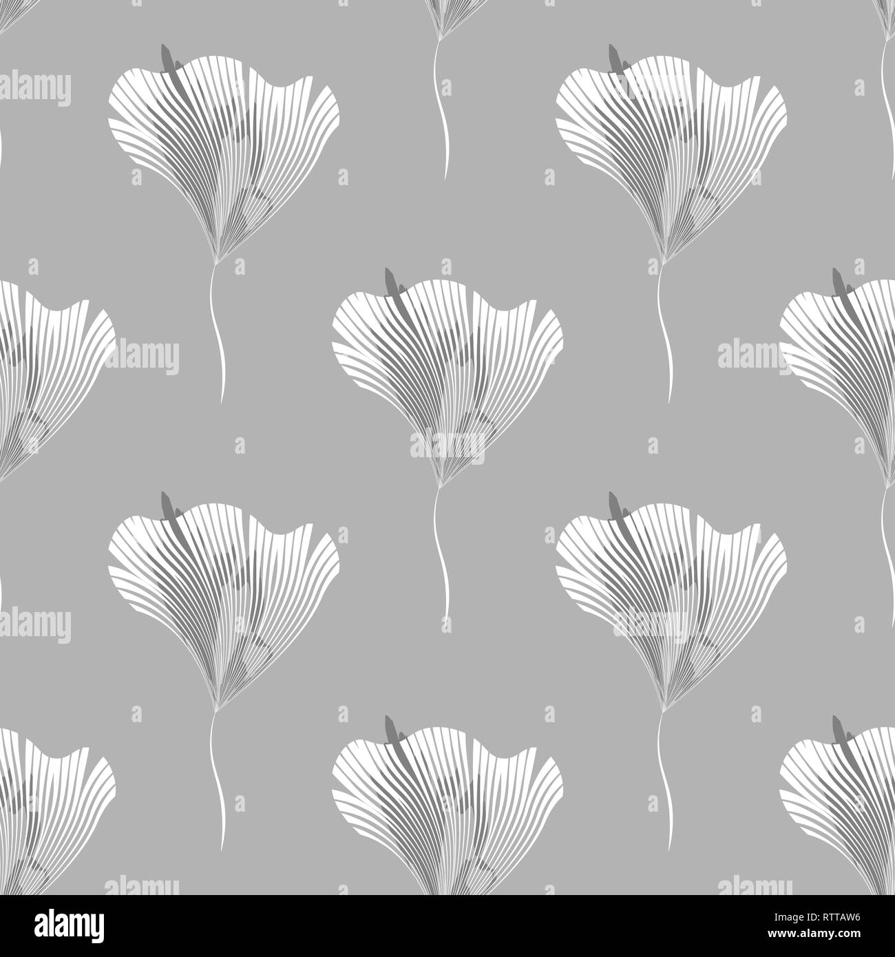 Seamless pattern with abstract branches and flowers. Black and white ...