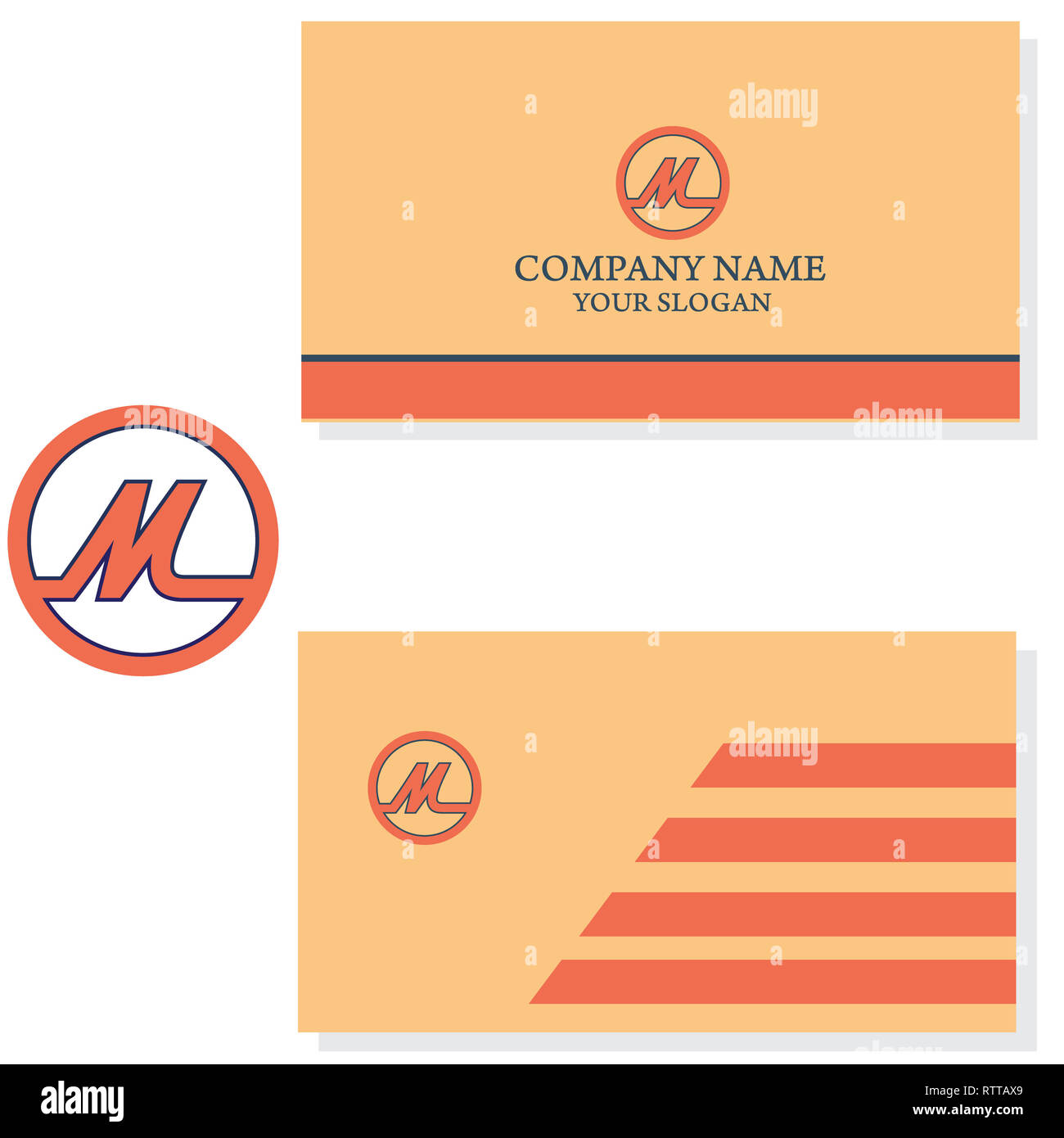 Vector illustration letter m logo with business card design Stock Photo ...
