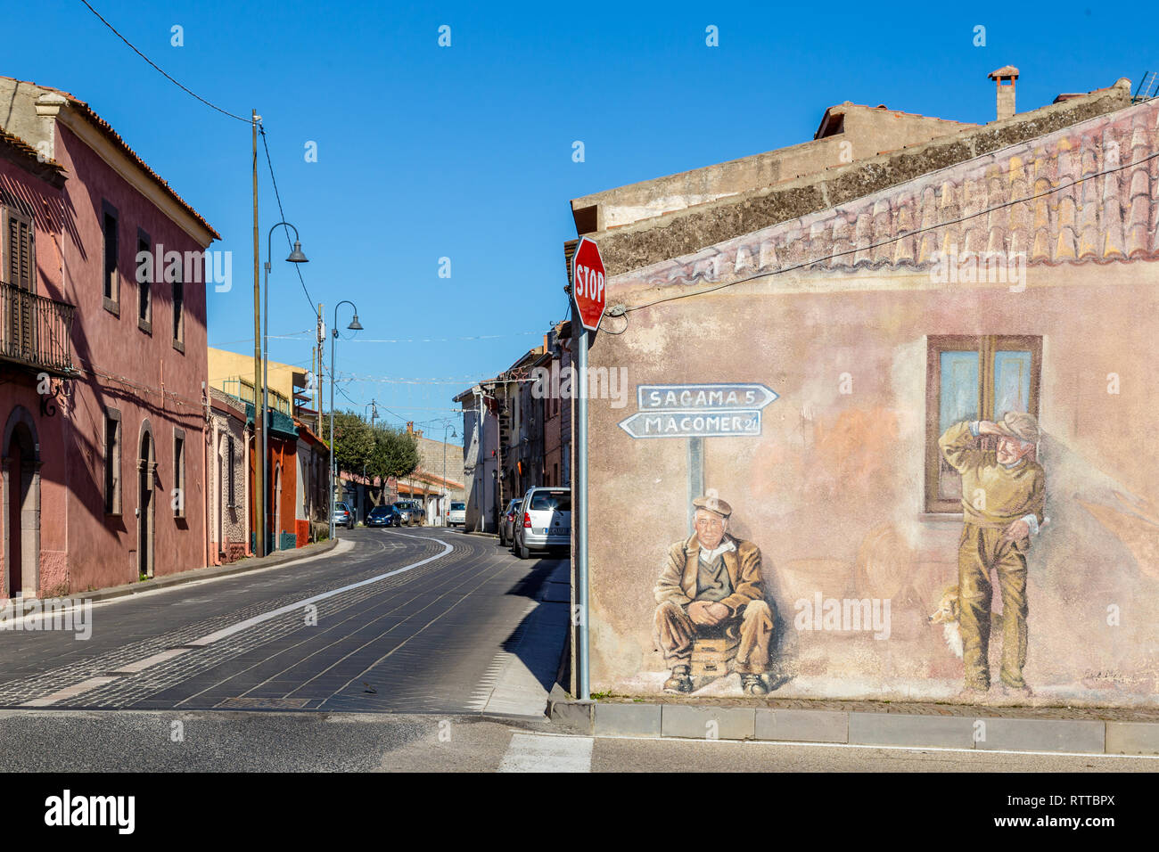 Sardinia Italy on December 27, 2019: Murals painted on houses in the ...