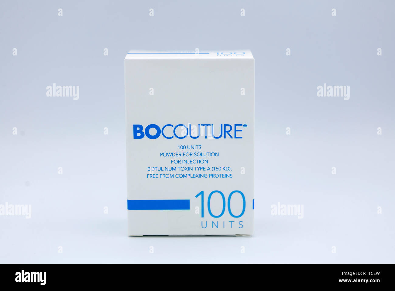 A box of 100 Units, powder for solution for injection Botulinum Toxin Type A (150 KD), free from complexing proteins. Botulinum toxin. Botulinum toxin Stock Photo
