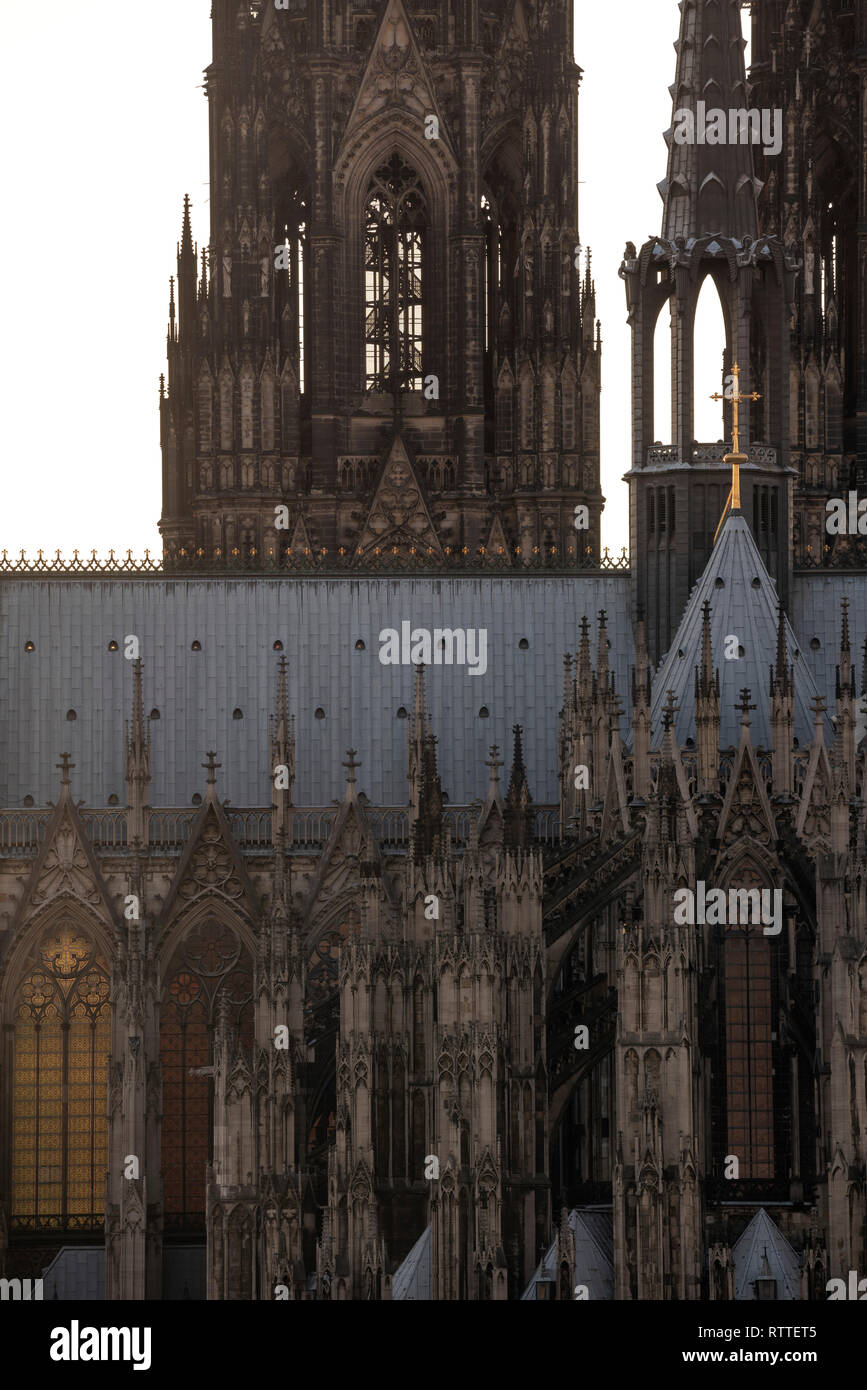 Köln, Blick von der rechten Rheinseite auf den Dom, Detail Stock Photo