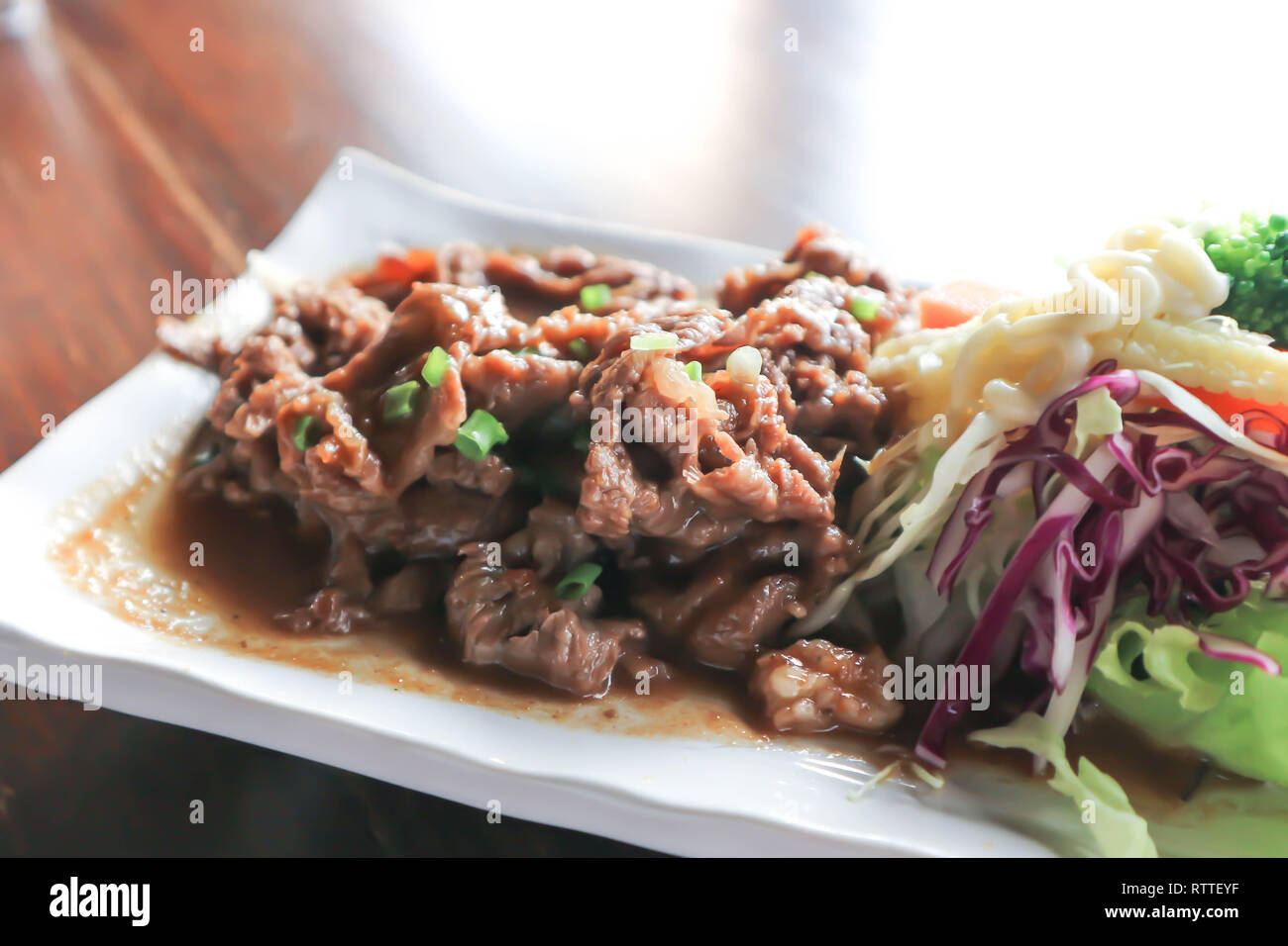 stir-fried beef with vegetable, Japanese food Stock Photo - Alamy