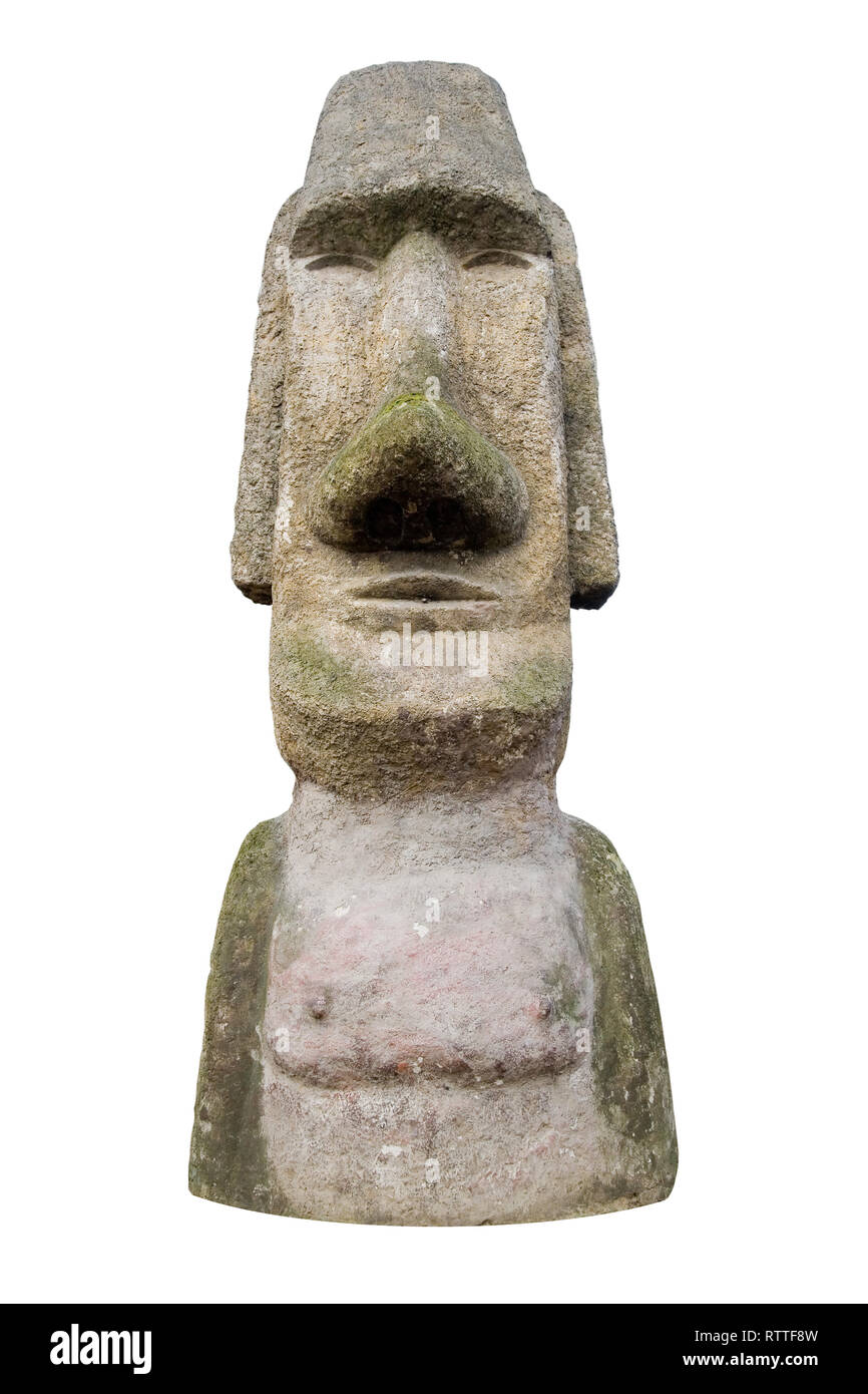 one of easter island heads isolated on white background Stock Photo Alamy