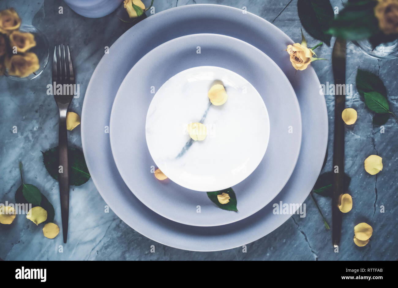 Creative Stylish Tableware For Dinner Flatlay Wedding Party